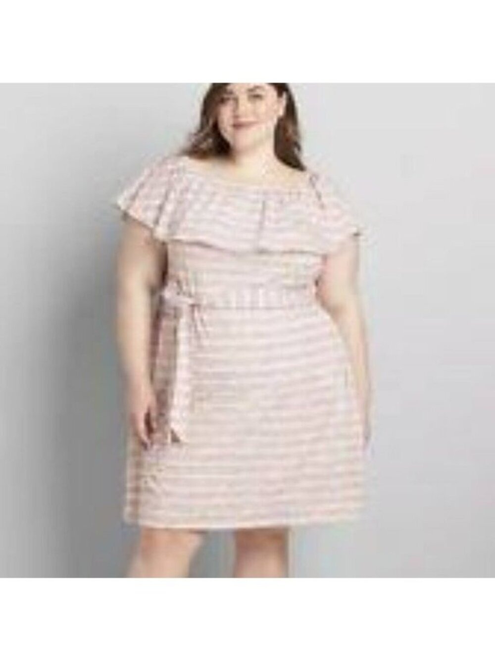 Lane Bryant Wear 4 Ways Off The Shoulder Red & Gray Stripe Dress 22/24 Plus NWT